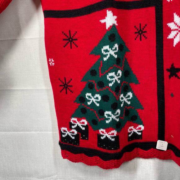 NUTCRACKER Christmas Holiday Sweater Size L Red Embellished Angel Snowman Winter - Picture 7 of 16